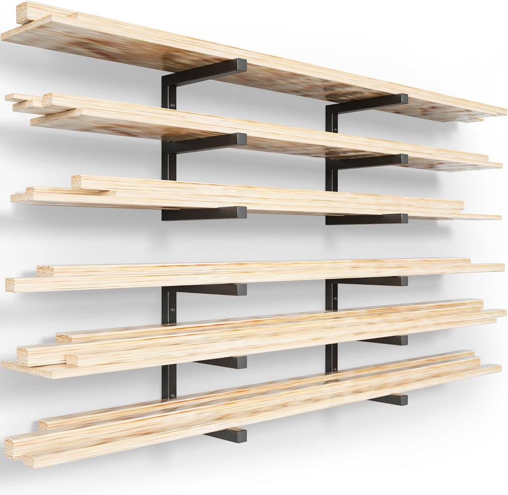 YYR Wood Organizer and Lumber Storage Rack Wall Mount, Heavy Duty Metal Shelf...