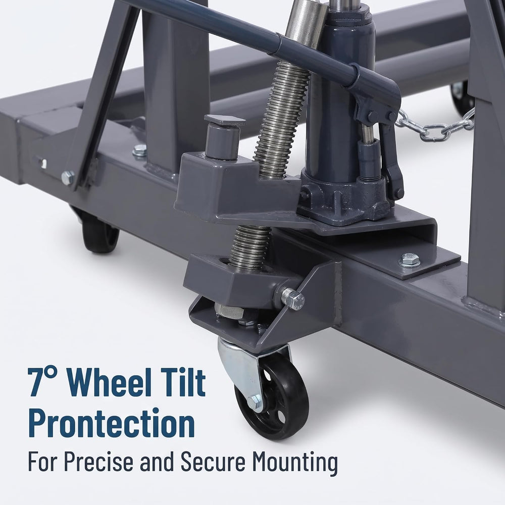 1500 lb Dual Wheel Dolly with Built-in Jack, Adjustable Height for Large Truc...