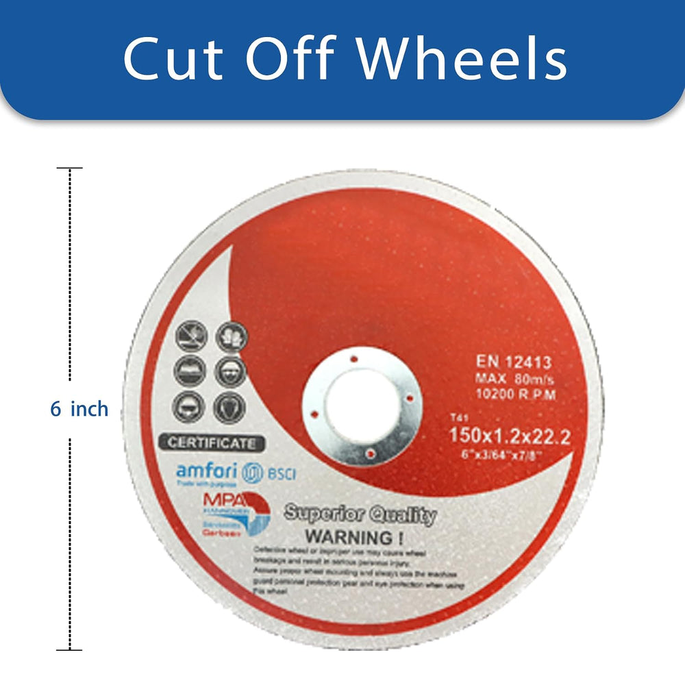 WFLNHB 100 Pack 6 Inch Cut Off Wheels 6 x .045 x 7/8 Inch