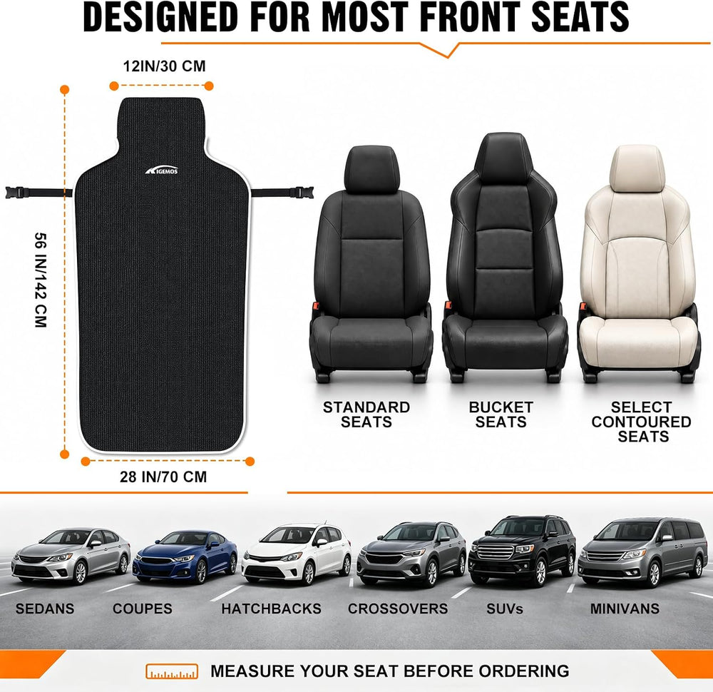 Car Seat Cover Towel for Cars, SUVs, Vans and Trucks, 2 Pack, Black