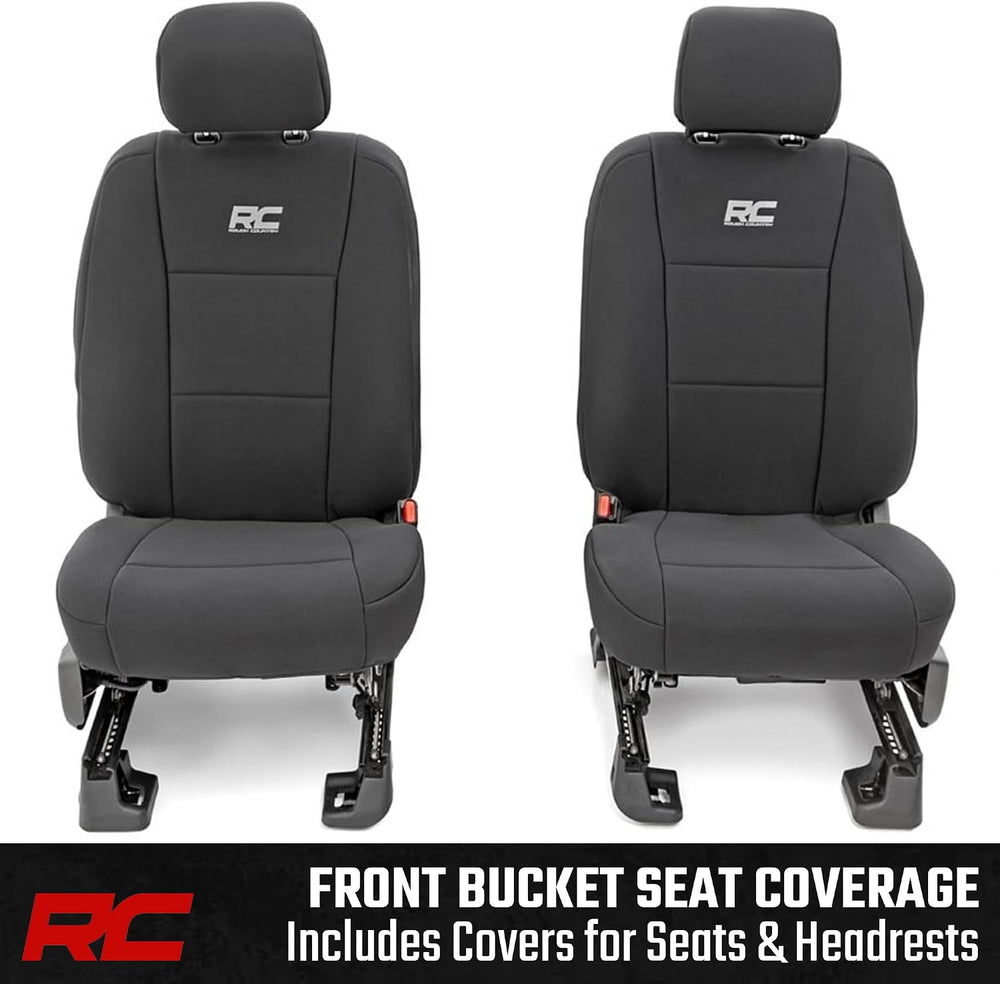 Rough Country Neoprene Front & Rear Seat Covers for Ford F-150, Lightning...