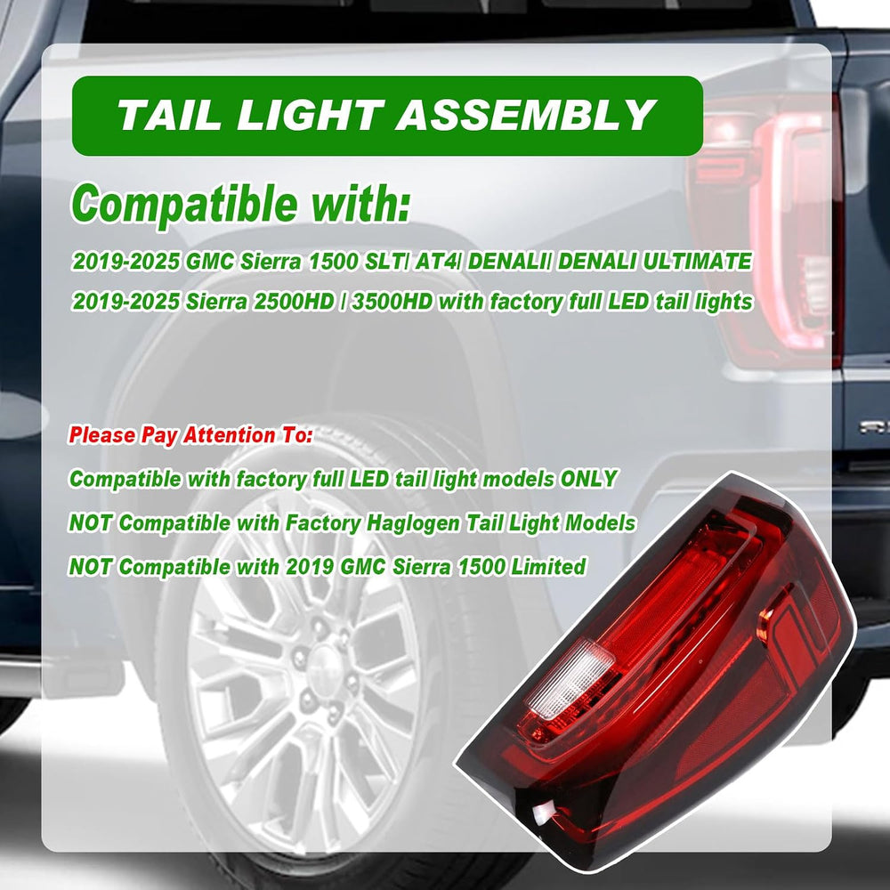 Lochnchn LED Tail Light Assembly Compatible with 2019-2025 GMC Sierra 1500/25...