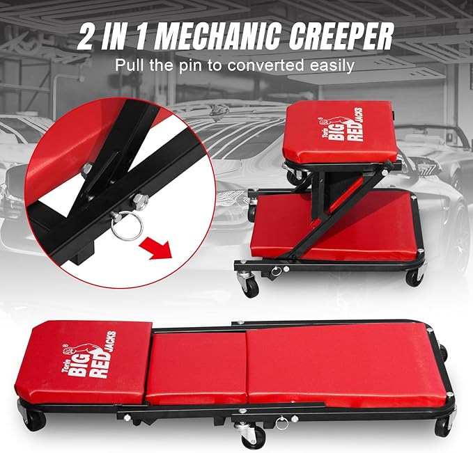 BIG RED ATR6036ZER 36" Foldable Z-Creeper Seat: 2-in-1 Garage Shop Creeper