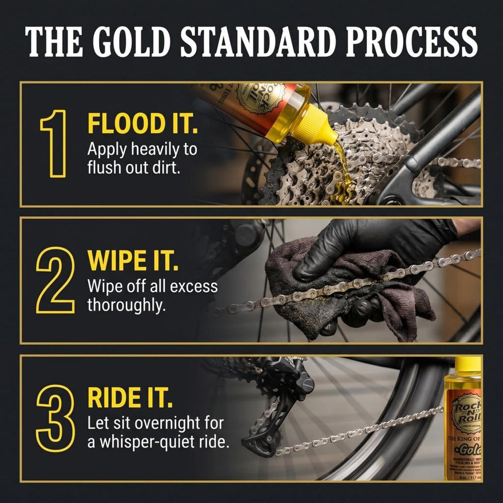 Rock N Roll Bike Lubricant Application Kit, Gold Bike Chain Lube 16oz