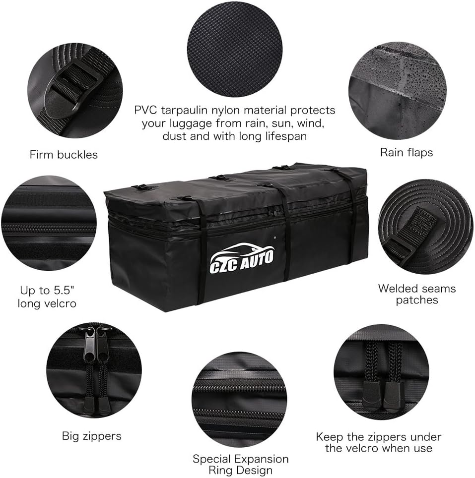 CZC AUTO Expandable Hitch Cargo Carrier Bag 9.5 cu. ft Extends to 11.6 cu. ft...