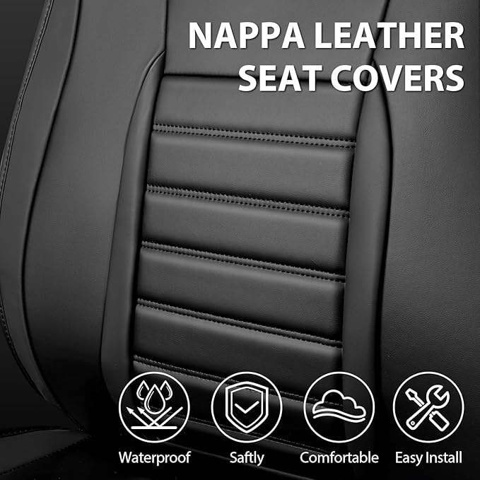 CAR PASS Nappa Leather Car Seat Covers Front Seats, Luxury Seat Protector