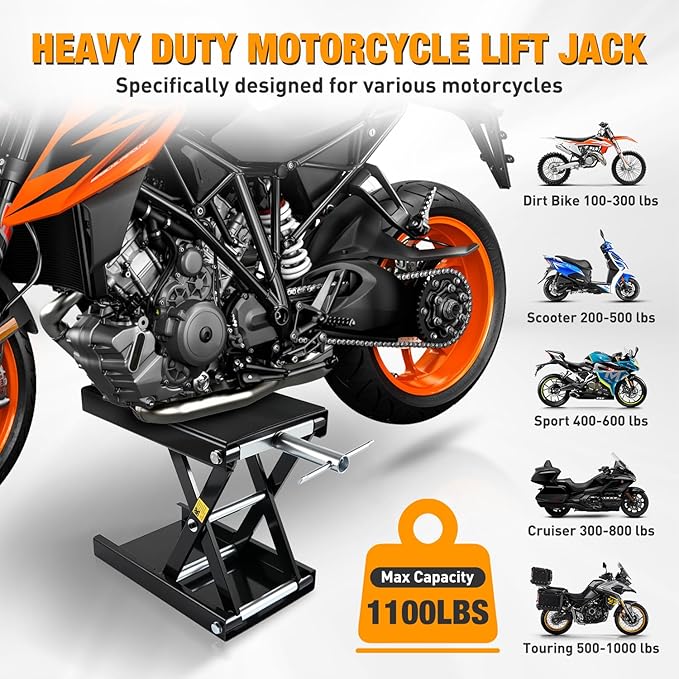 Nilight Motorcycle Lift Jack 1100 LBS Motorcycle Scissor Jack Stand Lift