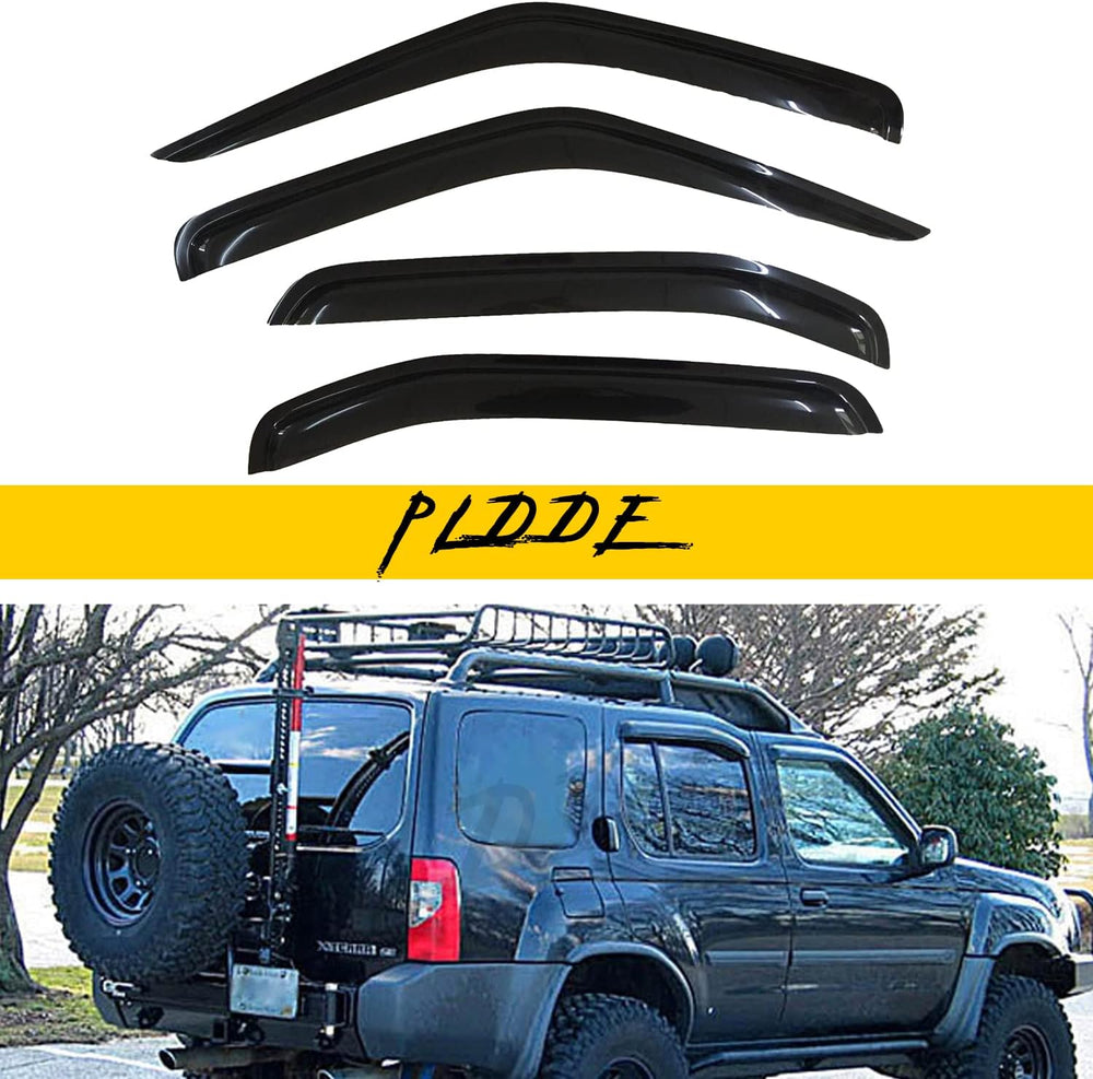 4 pcs Compatible with 2000-2004 Nissan Xterra Front+Rear Sun/Rain Guard Outside