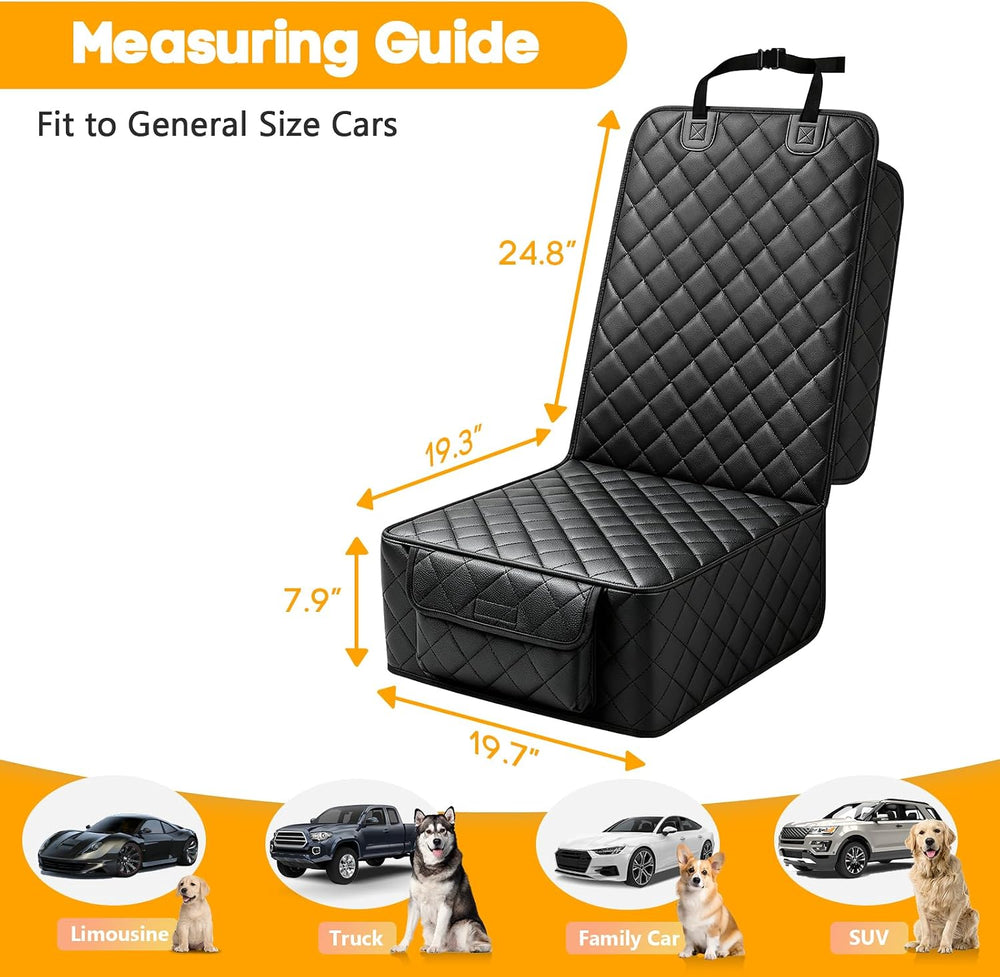 Front Seat Car Cover 2 Pack, PU Leather Dog Car Seat Cover