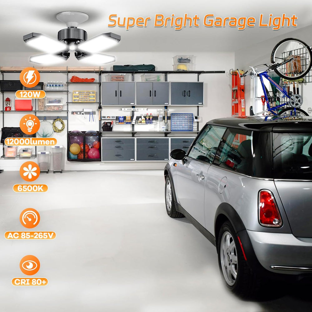 LED Garage Lights 6 Pack - 120W Garage Lights Ceiling LED 12000LM with 4+1 Ad...