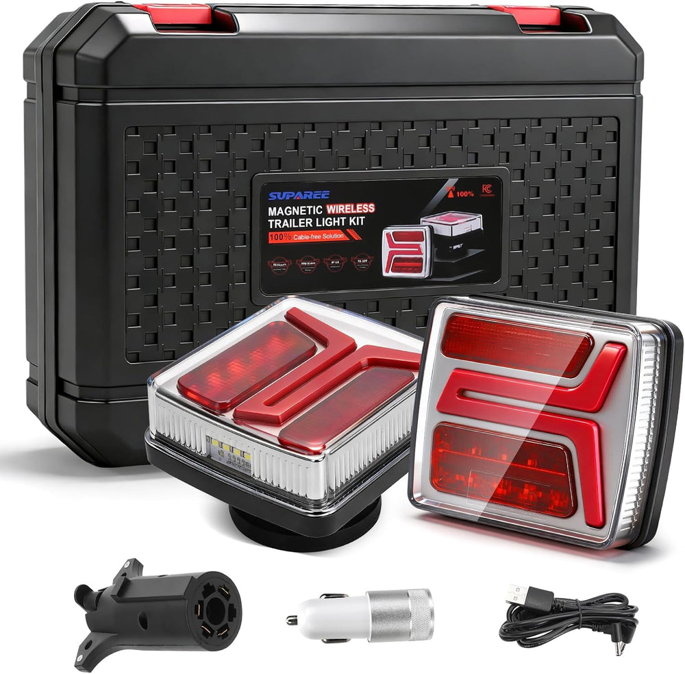 SUPAREE Wireless Trailer Lights Magnetic Rechargeable LED Towing Light Kit