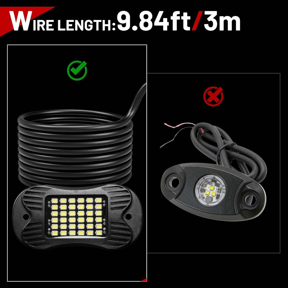 SHINIGHT 24 Pods White Rock Lights 6000K Pure White Super Bright Underglow Li...