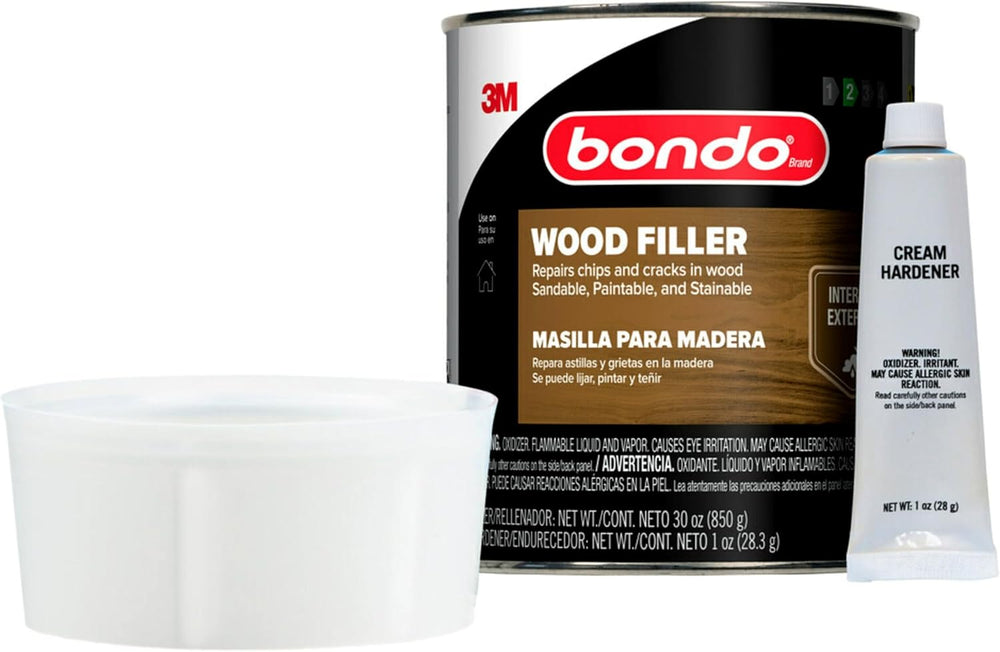 3M Bondo Wood Filler 30 oz (850.49 g) with Bondo Cream Hardner 0.5 oz (14g), ...