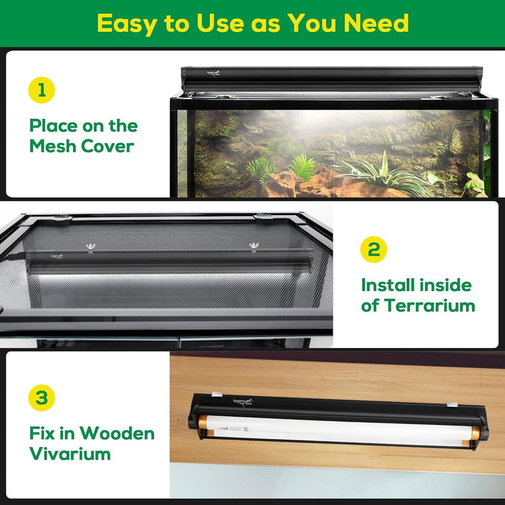 T5 UVB Reptile Light Fixture HO UVB Bulb Lighting Combo Kit, 10.0 UVB Light f...