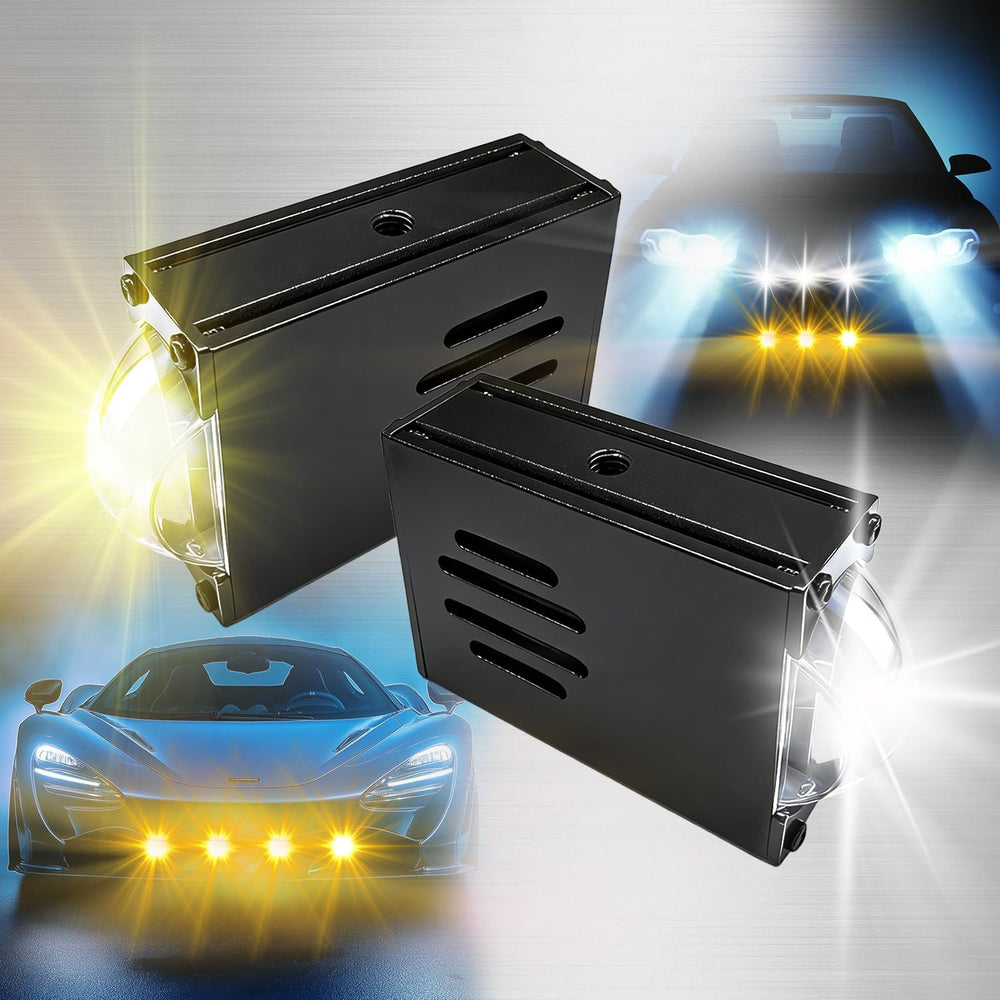 Super Bright LED Grille Projector Lights Kit White/Yellow Dual Color 16000LM ...
