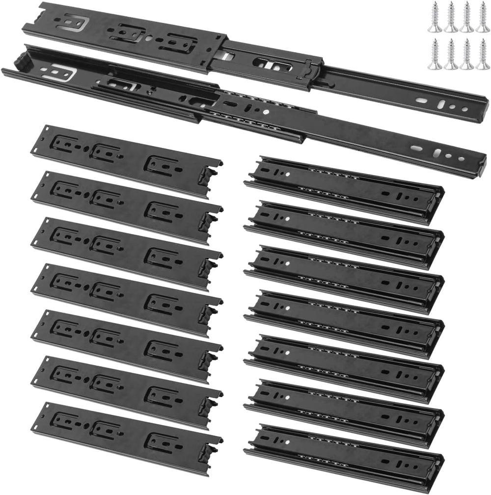 8 Pairs 10 Inch Black Full Extension Drawer Slides, Side Mount Drawer Slides ...