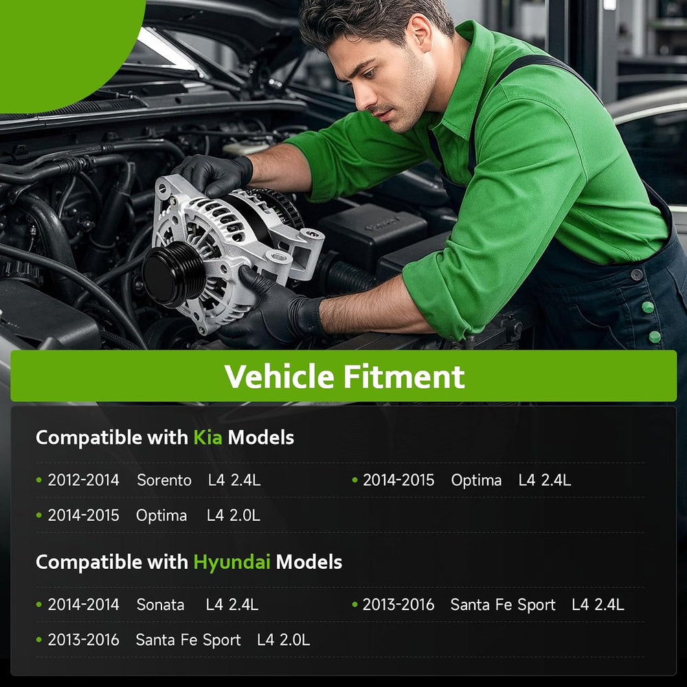 New Alternator Compatible with 2014 2015 Kia Optima L4 2.0 2.4L, 2012-2014 So...