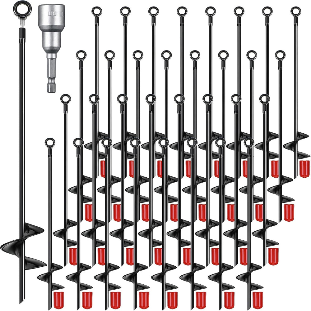 Chumia 6 Pcs 18 Inch Ground Anchor,Heavy Duty Earth Anchors, Black