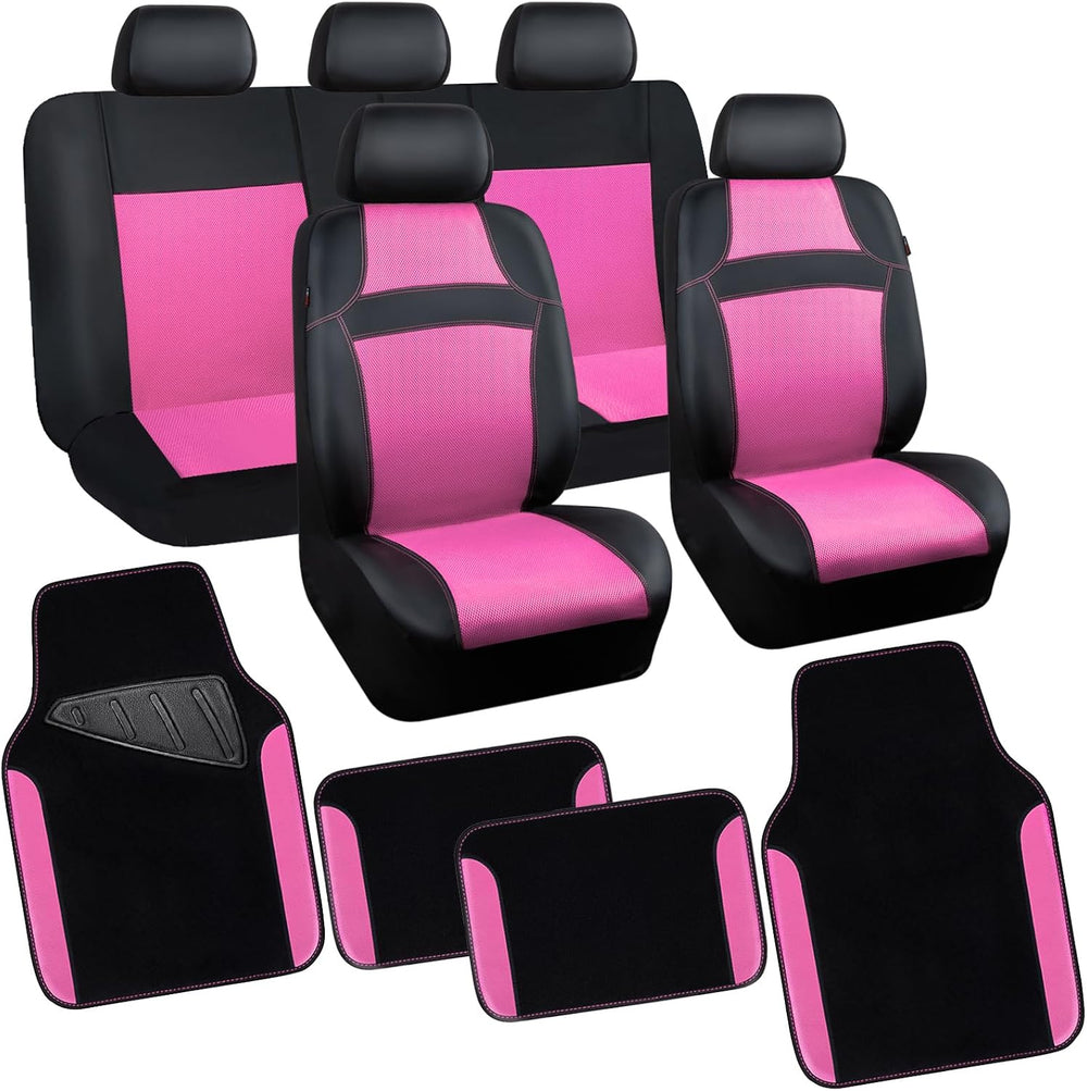 CAR PASS 3D Air Mesh Leather Car Seat Cover Full Sets & 4Pcs Waterproof C...