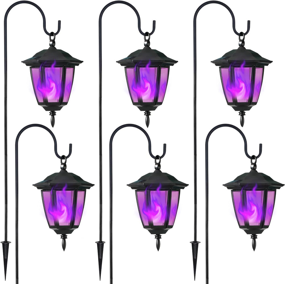 Dynaming 6 Pack Solar Halloween Flame Hanging Lights Outdoor, Flickering Flam...