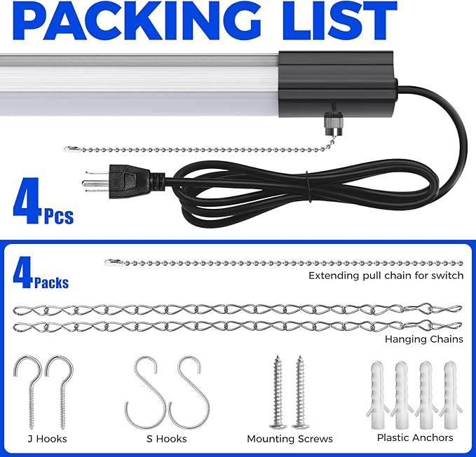 Barrina BS84 LED Shop Lights for Workshop 4FT, 6500K Linkable Light Fixture f...