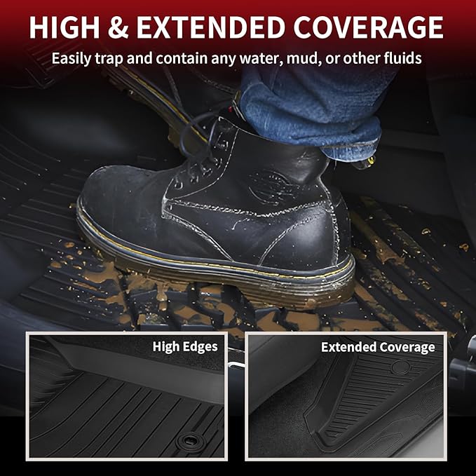 LASFIT Floor Mats for Toyota Tacoma 2016-2023 Double Cab All Weather Custom Fit