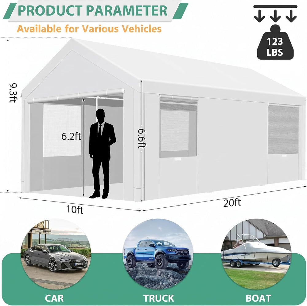 TOOLUCK Carport 12'x20' Heavy Duty Portable Garage, 2.0 Powder Coated...