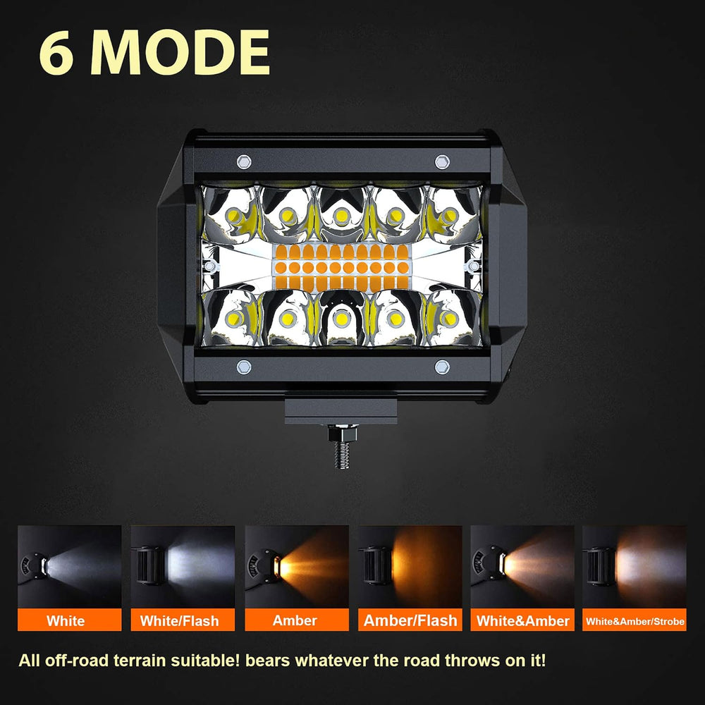 LED Light Bar 3-Row 50Inch Curved+ 2x4'' Amber/White Strobe Pods