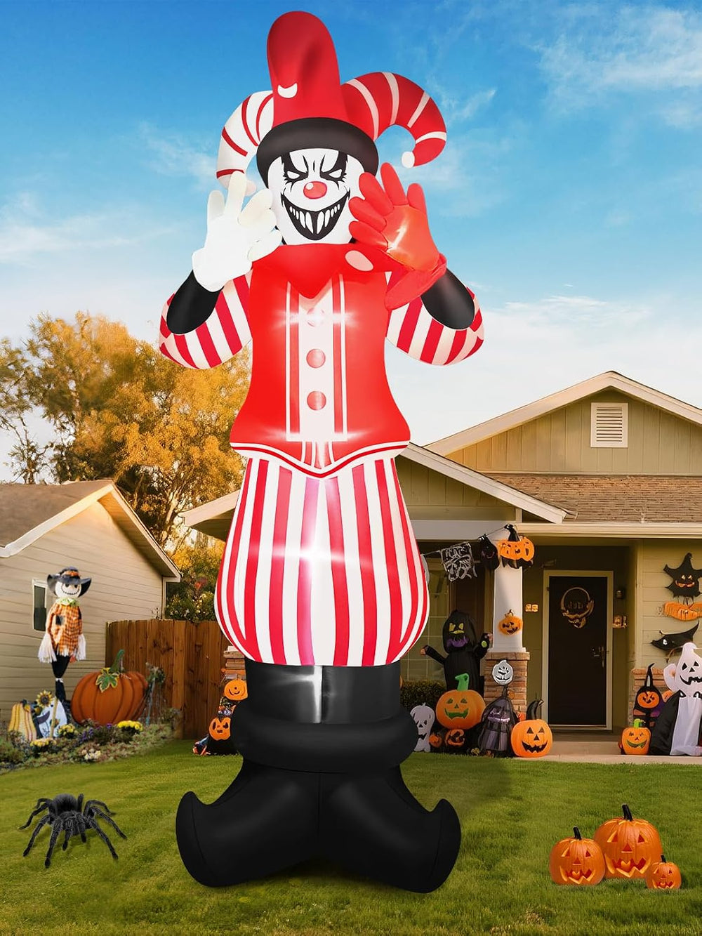 12FT Giant Halloween Inflatable Decoration, Kalolary Red Costume Scary Clown ...