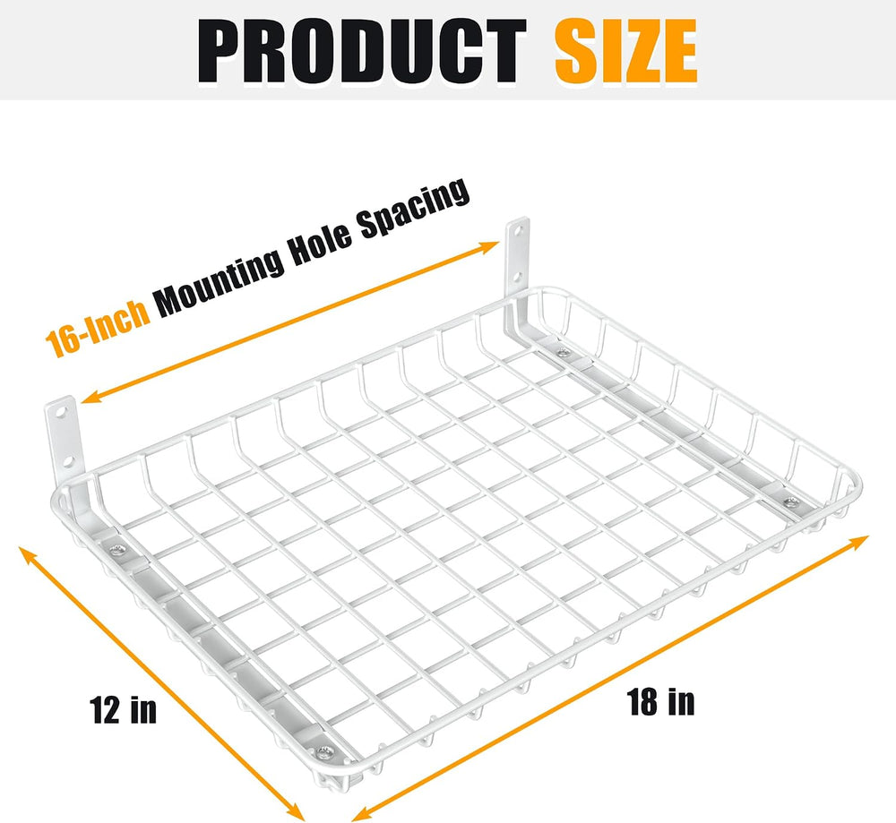 Ultrawall Wall Mounted Storage Shelves, Garage Metal Shelves 18x12 Inch