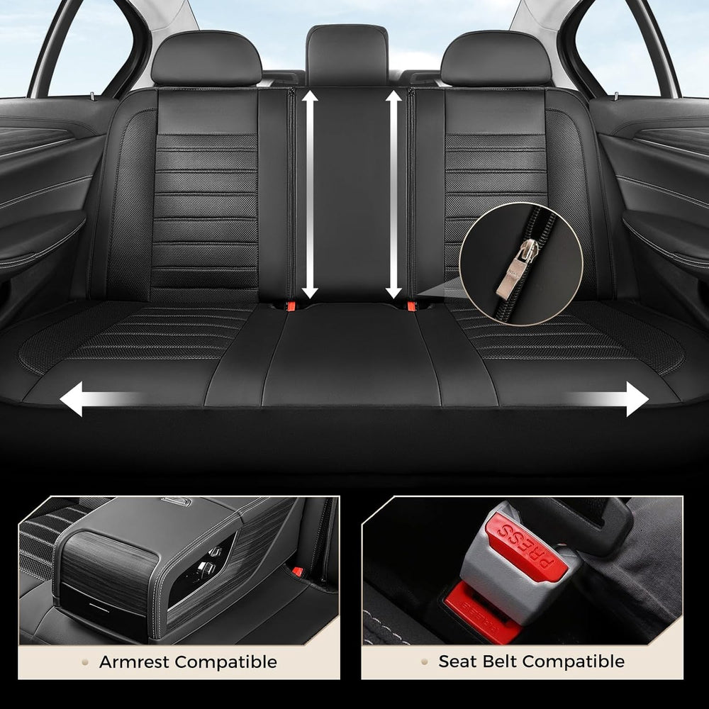 Car Seat Covers Full Set, Memory Foam Leather Car Seat Covers, Automotive Fro...