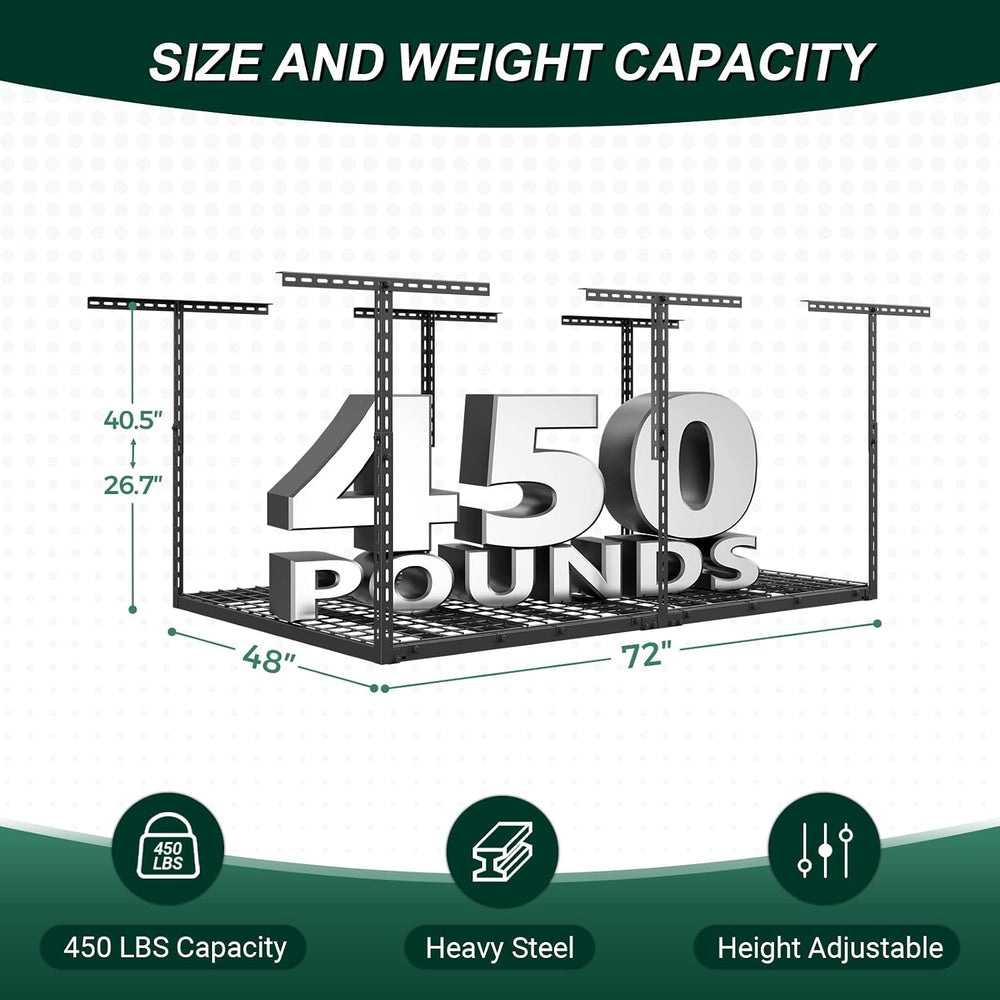 4x6 FT Overhead Garage Storage Rack,450LBS Weight Capacity