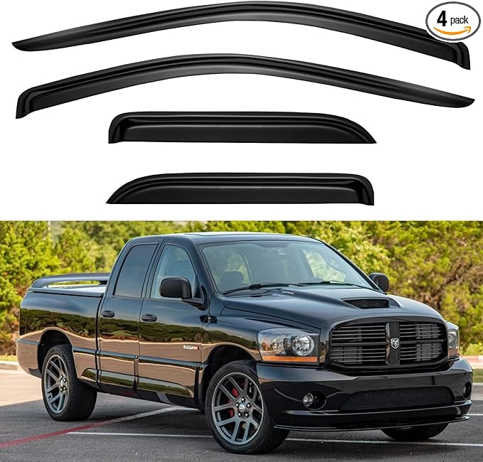 Window Visors Rain Guards for 2002-2008 Dodge Ram 1500 Quad Cab/Extended Cab
