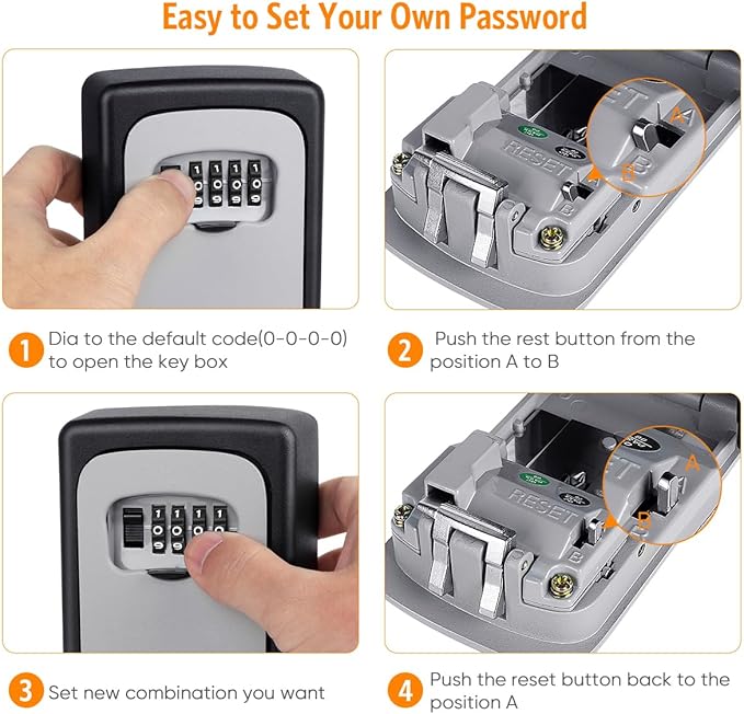 Key Lock Box Wall Mounted, Fayleeko 4 Digit Combination Lockbox (4Pack)