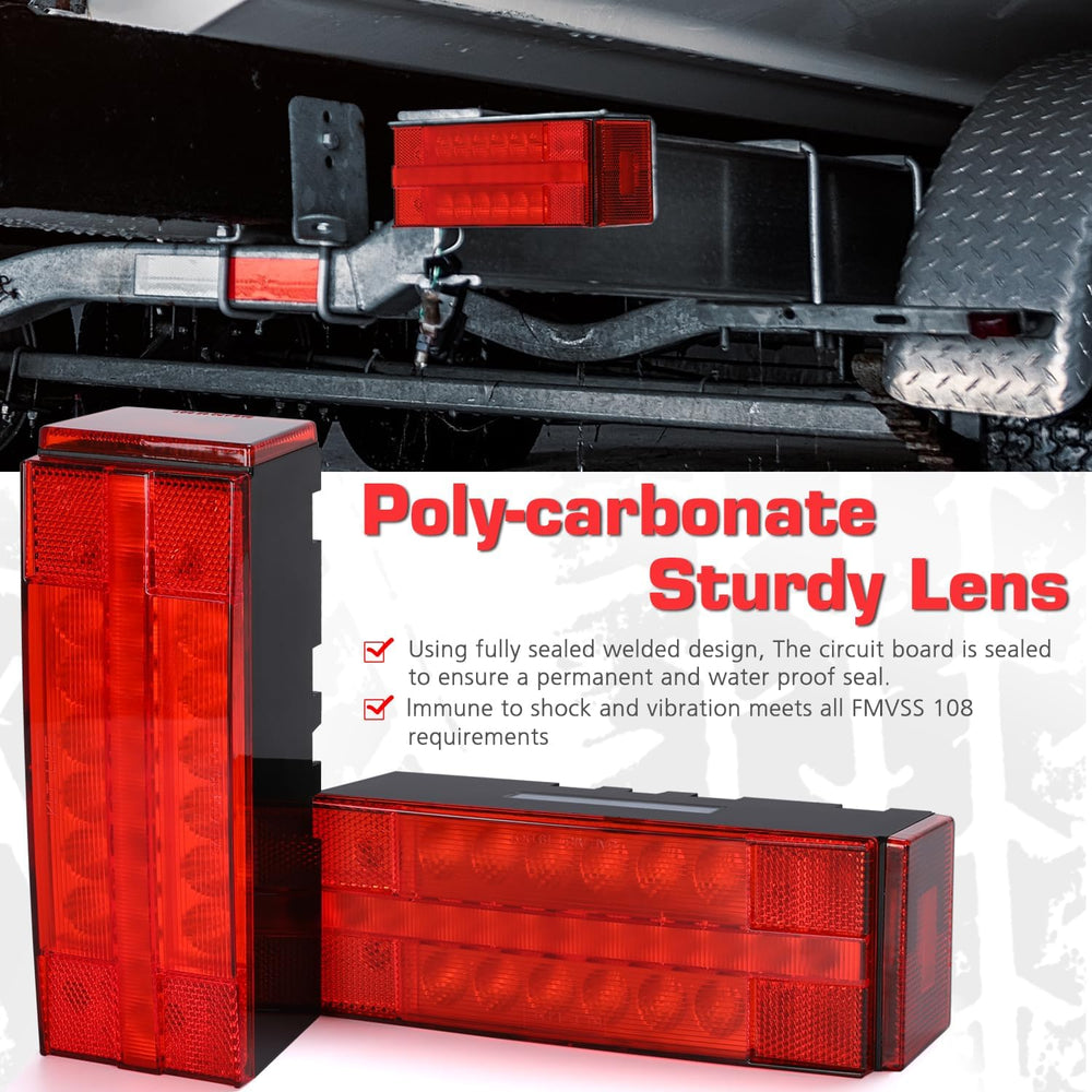 LED Submersible Rectangular Trailer Tail Light Kit, Super Bright Brake Stop T...
