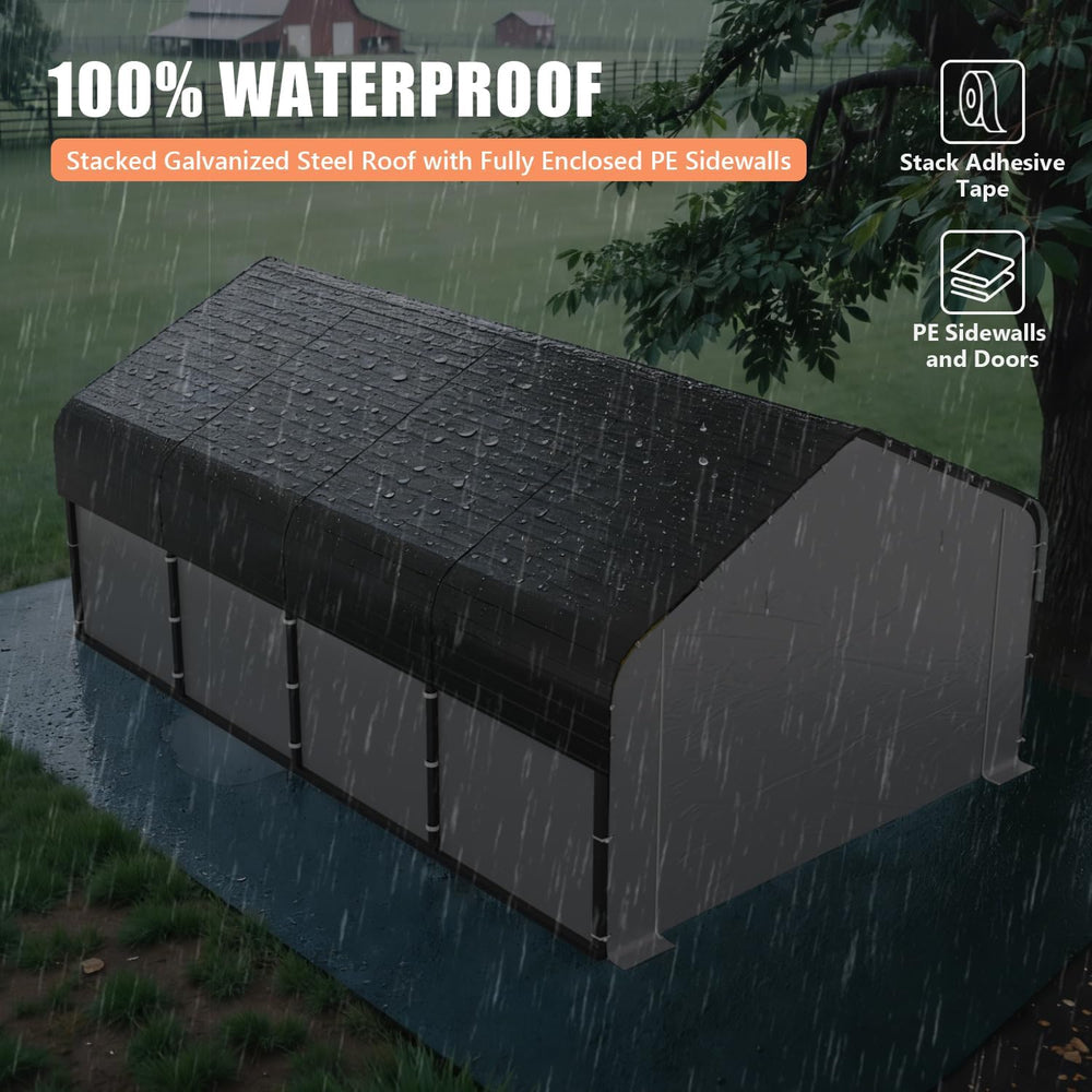 12x20 Heavy Duty Metal Carport, All-Weather Enclosed Car Garage