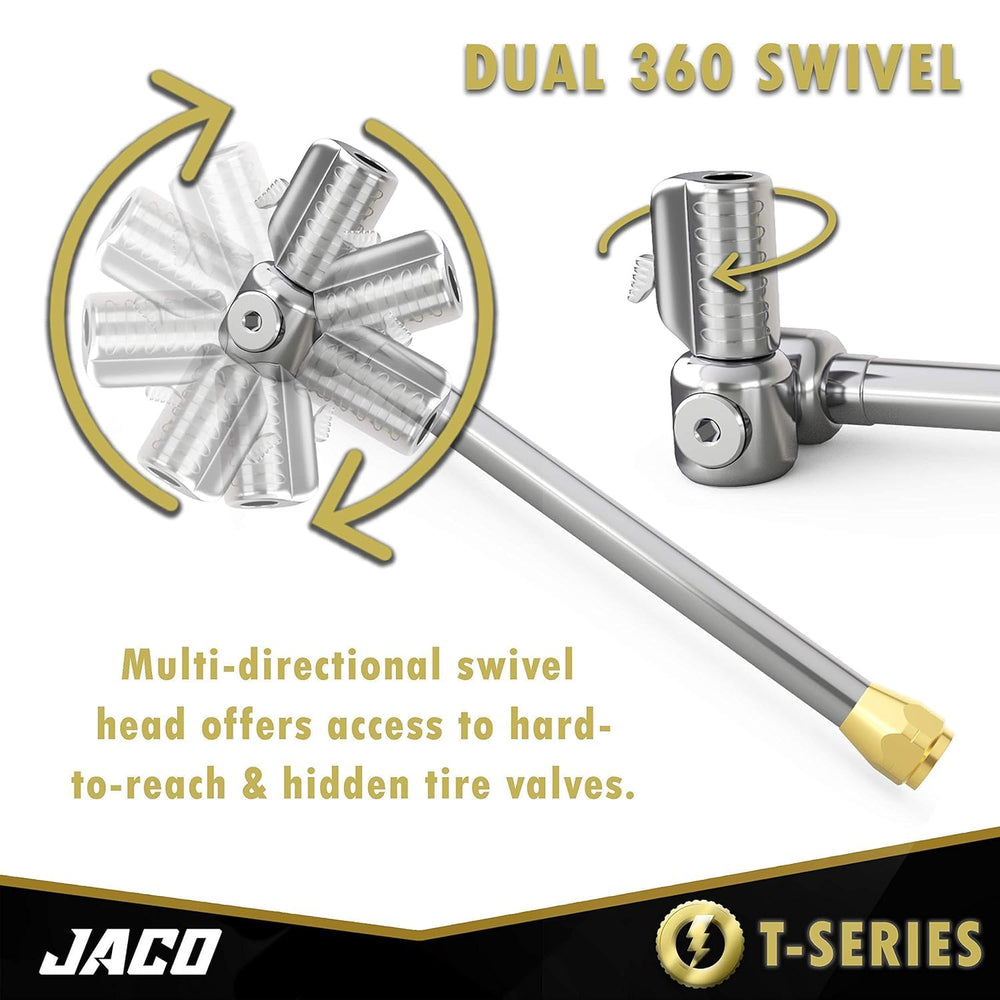 JACO FlowPro Digital Tire Inflator Gauge (200 PSI) with Lock-on Dually Air Ch...