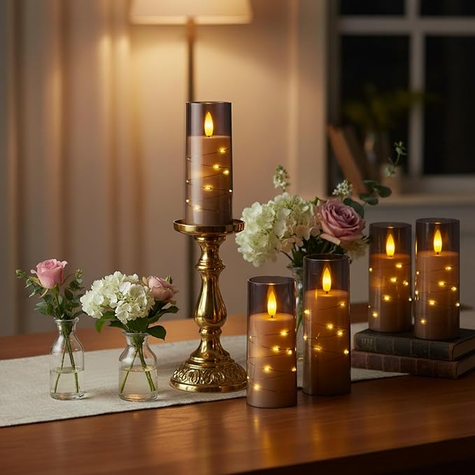 Raycare Flameless Candle with Remote Timer, 7 Flickering Acrylic Battery Oper...