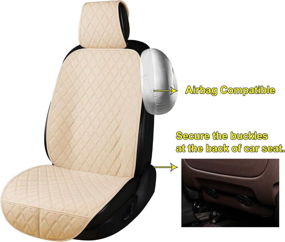 2PCS Linen Front Seat Covers for Cars Sideless Seat Covers Breathable Cloth F...