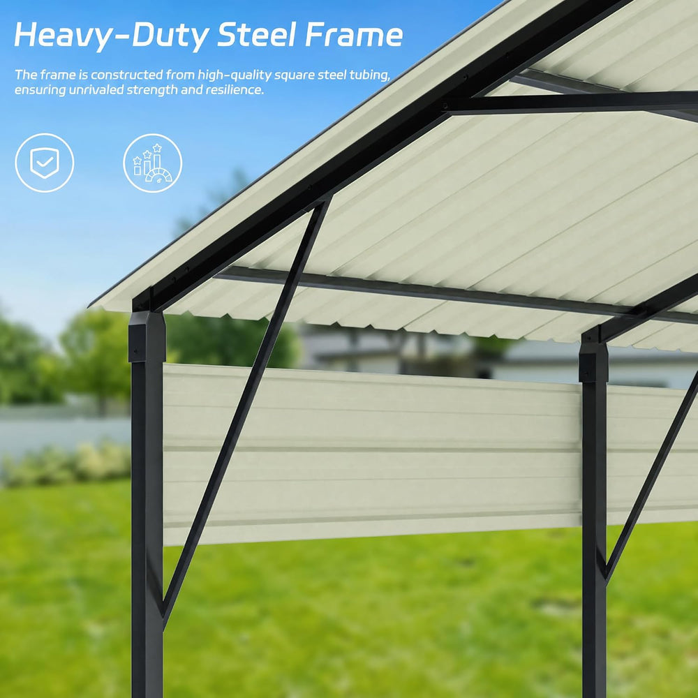 Patiowell 10x15 FT Metal Carport, Heavy Duty Carport, Black