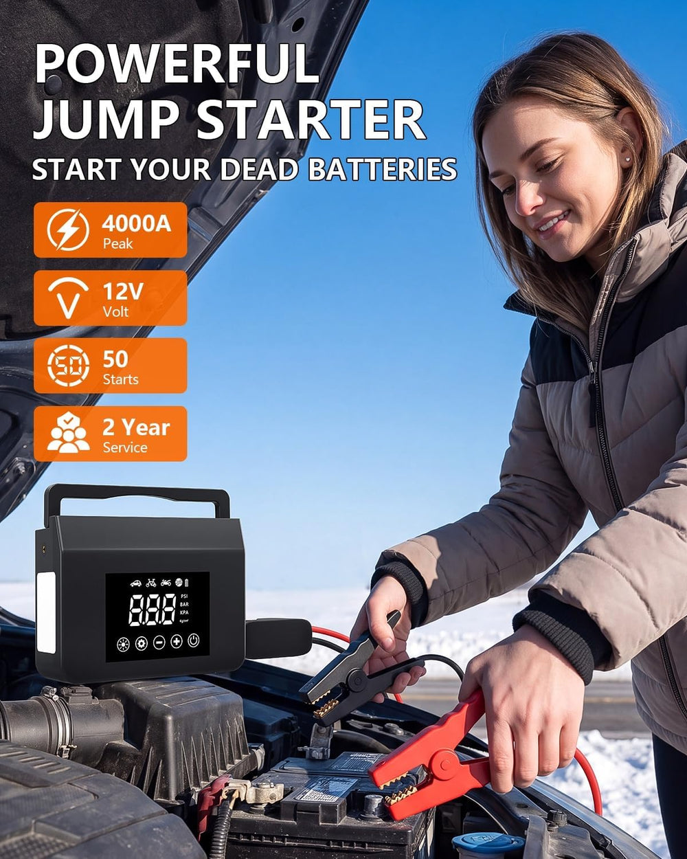 Tire Inflator Portable Air Compressor 150PSI Car Battery Jump Starter
