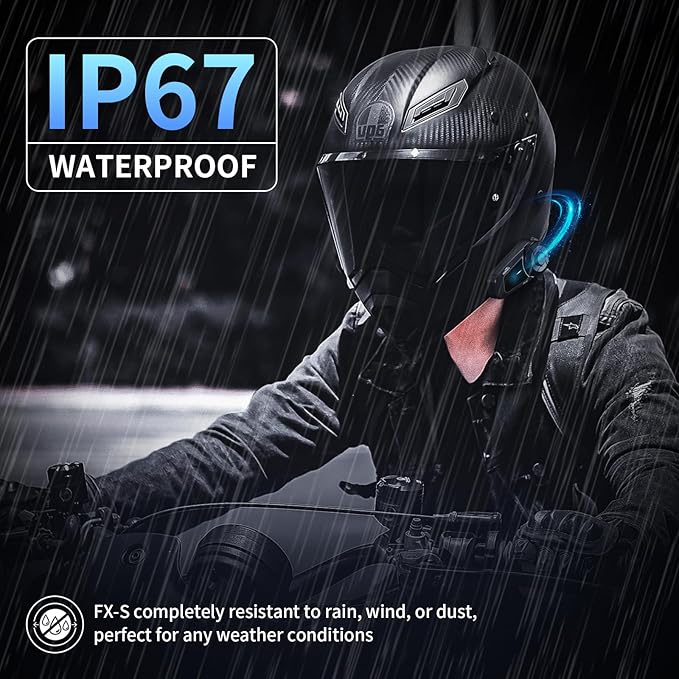Fodsports FX-S Motorcycle Bluetooth Headset V5.4, 2-Way Helmet Intercom (2 Pack)
