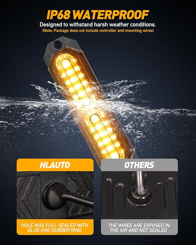 HLauto 1200T Emergency Strobe Grille Lights: 8pcs 12 LED Sync Feature Safety