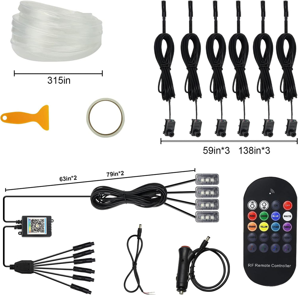 Car LED Lights Interior Light, 10 in 1 Car Ambient Lighting Kits with 315in F...