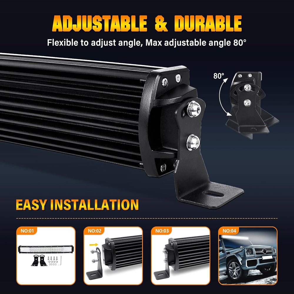 AUXTINGS 42 inch Curved LED Light Bar with Remote Controller Wiring Harness,5...
