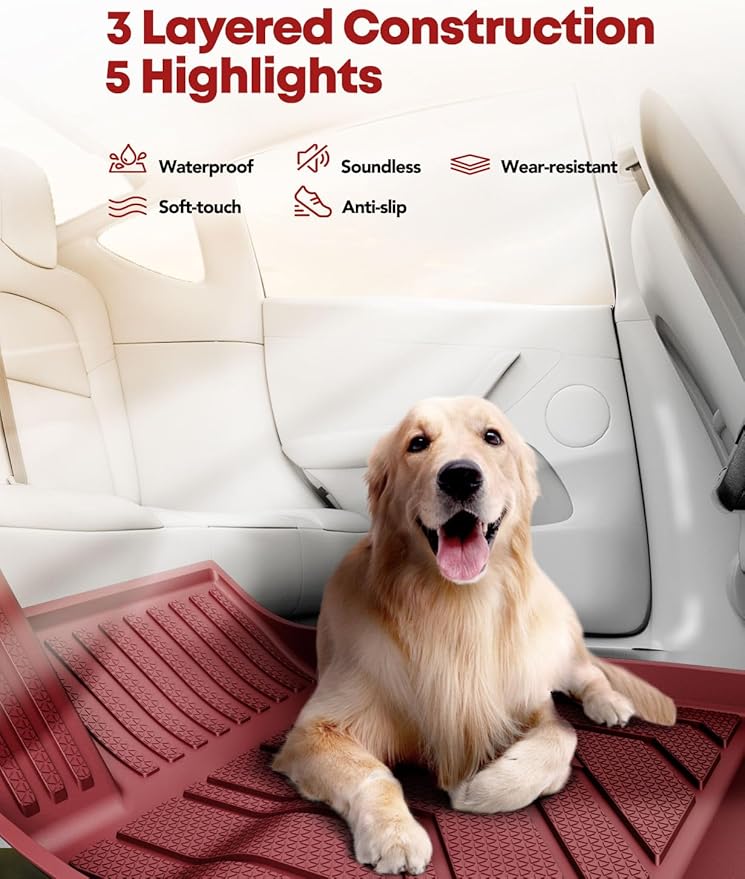 YHTAUTO Custom Fit Light Red Car Floor Mats