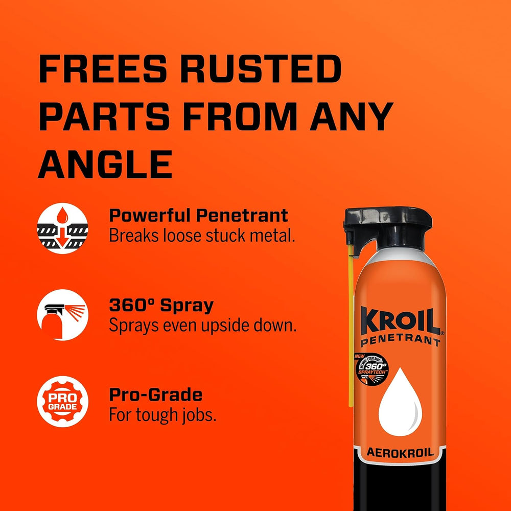 Kroil Original Penetrating Oil with SprayTech 360ยฐ Nozzle & Straw (Aeroso...