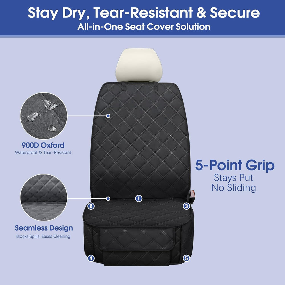 ALLANSING Front Seat Cover for Dogs with Side Flaps, Heavy Duty 900D Waterpro...