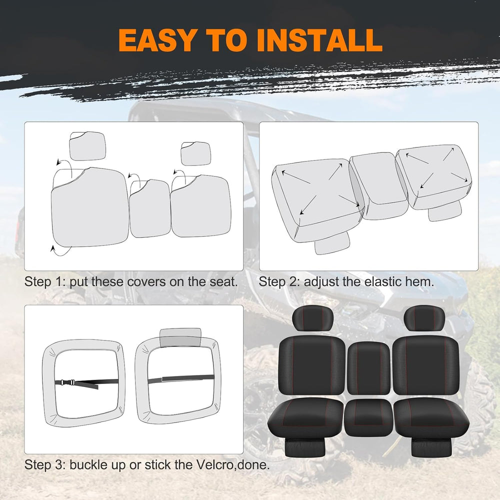 BORDAN UTV Seat Cover for 2016-2025 Can Am Defender DPS MAX 6X6 PRO Split Ben...