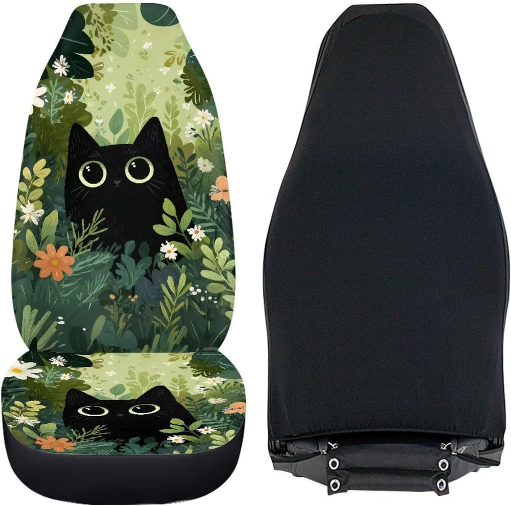Talayituse Cute Cat Forest Print Car Seat Covers Front Set Car Seats with Ela...